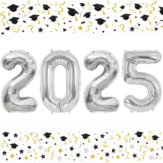 Smlpuame 40 Inch 2025 Balloons Silver, Large Foil Number Balloons for Happy New Years Festival Celebration Party Supplies Class of 2025 Graduation Decorations