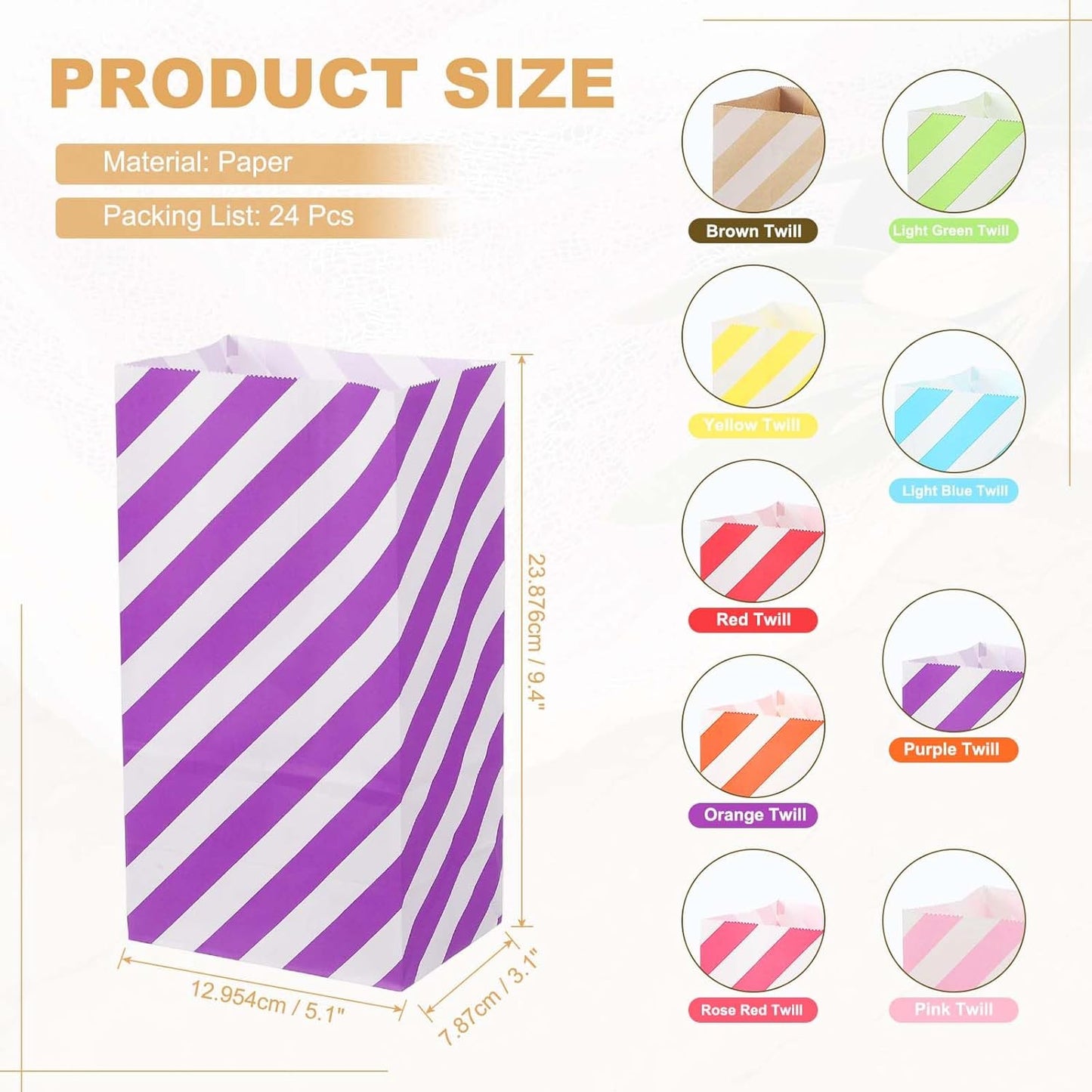 PATIKIL Party Favor Bag, 24 Pcs 5.1x3.1x9.4 Inch Medium Paper Candy Bags Gift Treat Celebration Halloween Goody Birthday Wedding Party with Stickers, Purple Twill