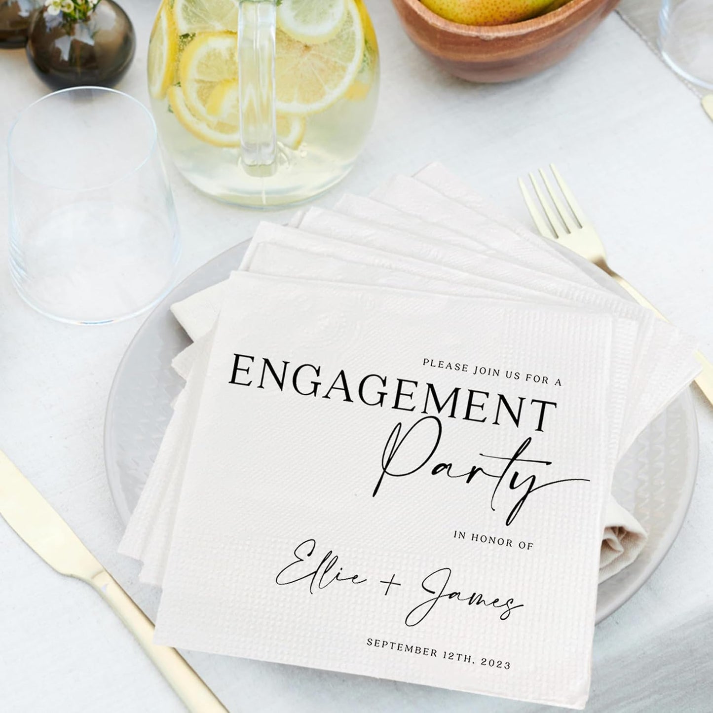Luxury Custom Pack 15pcs Engagement Napkins, Engagement Napkins for Party, We're Engagement Napkins, Engagement Beverage Cocktail Luncheon Dinner Napkins 4