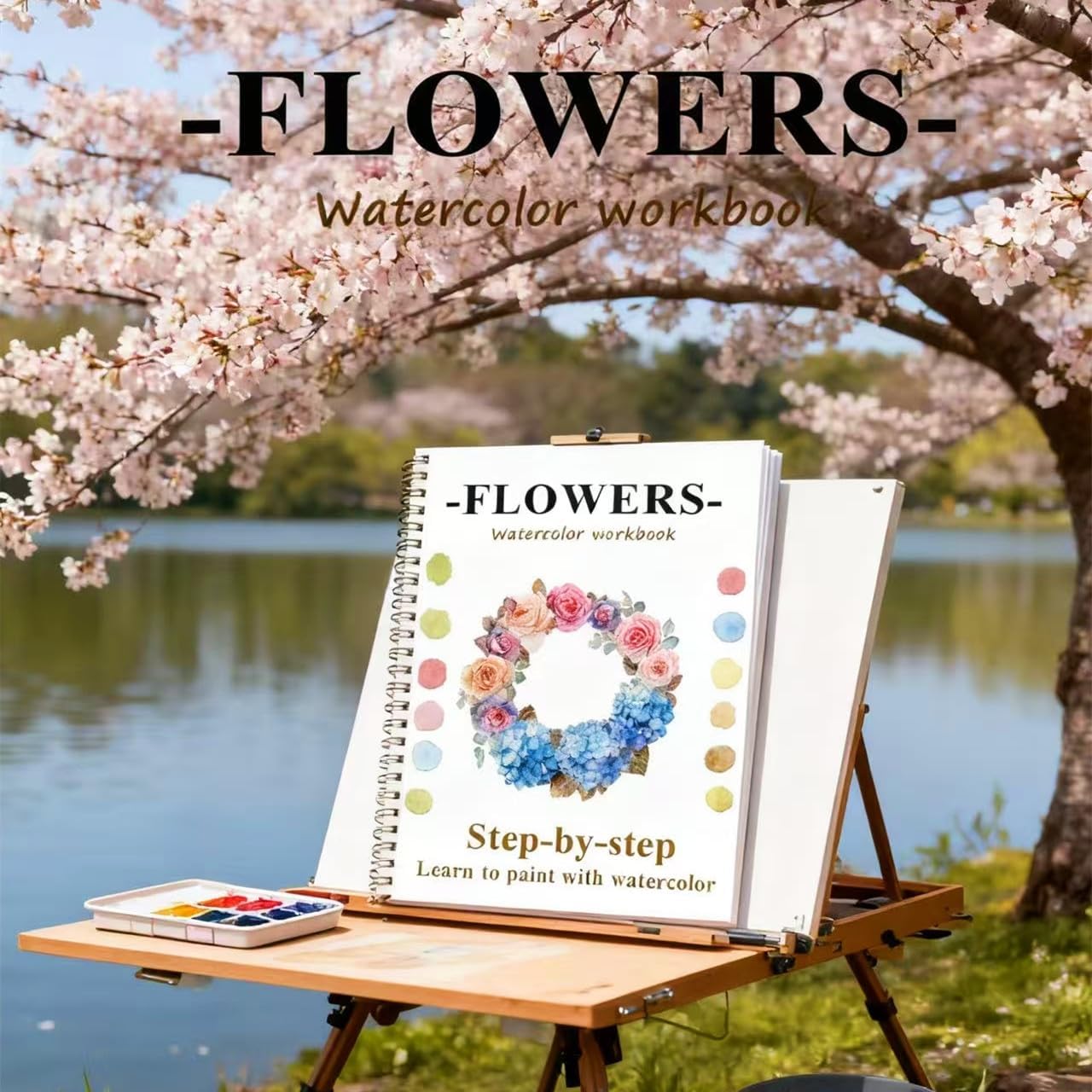 Watercolor Workbooks Coloring Book Easy Nature Scenes Beginner Friendly Watercolor Painting Set Art Crafts Painting Kit for Creative Exploration Gift for Adults Teens (The Fall, Without Palette)
