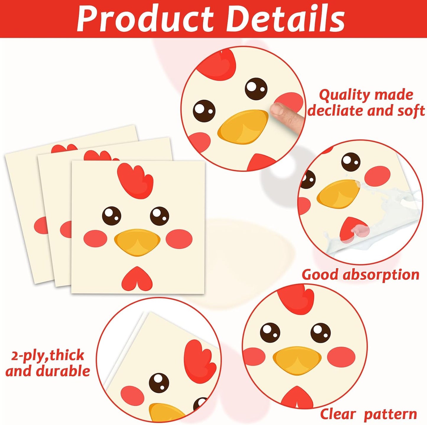 gisgfim 50 Guests Chicken Party Decorations Chicken Plates and Napkins Chicken Party Decoration For Birthday Party Plates Tableware Set Chicken Theme Party Paper Plates Napkins Forks 200 PCS