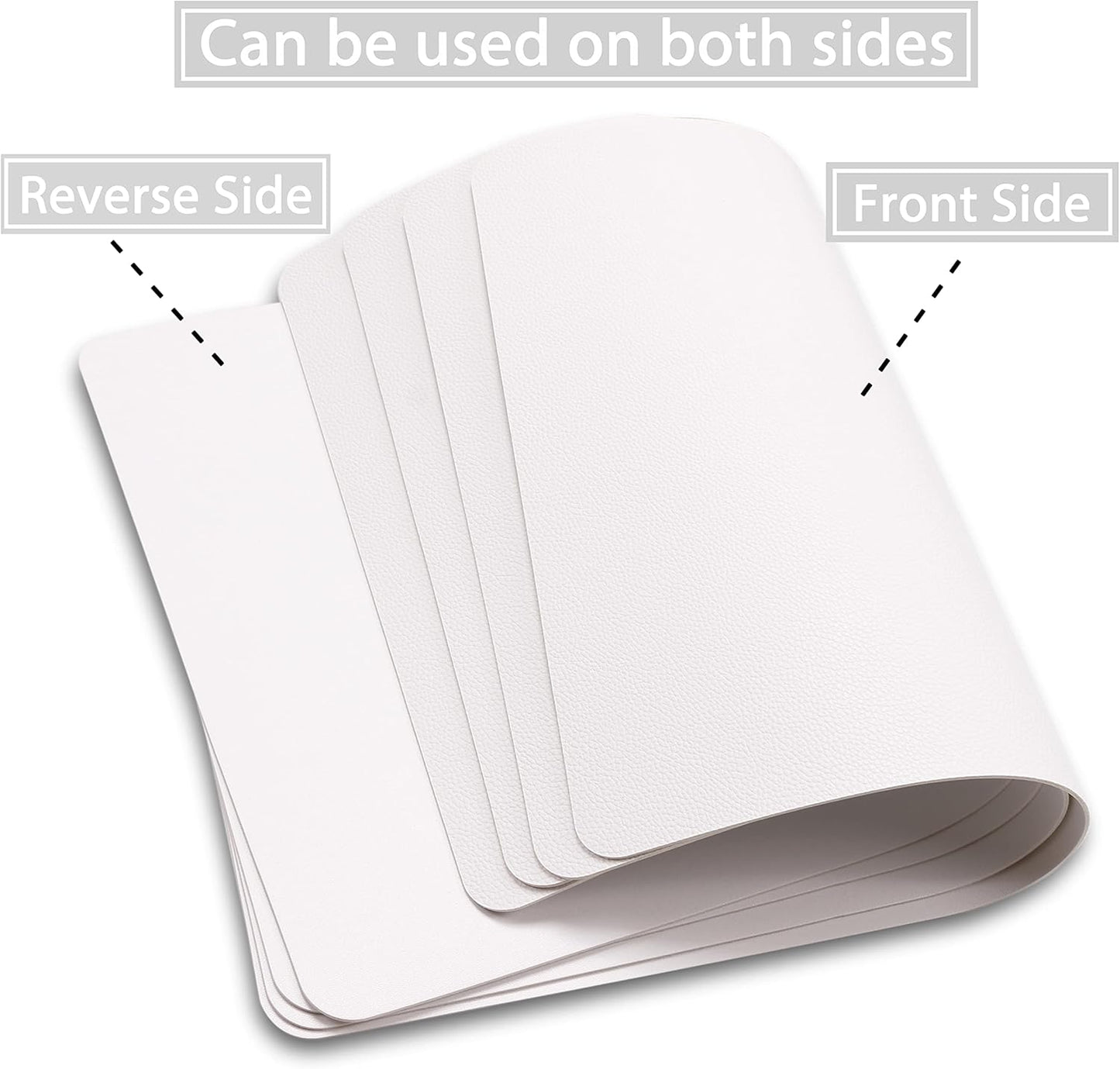 Wipeable Placemats Leather Table Mats Waterproof Heat-Resistant Easy to Clean for Dining Table Set Kitchen Table (6, White)