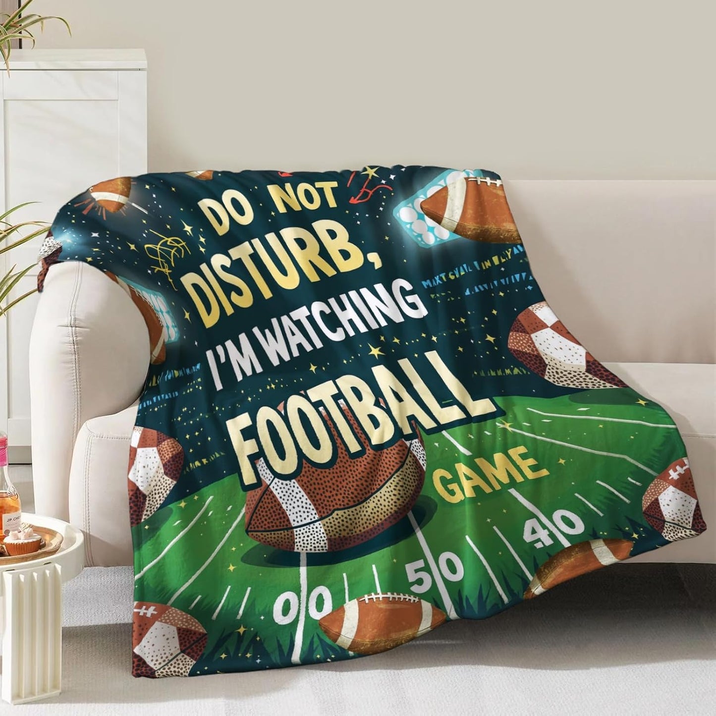 Football Blanket Gifts for Dad Boys Men Women Girls Birthday Christmas Valentines Present Football Theme Decor Home Bedroom Living Room Sofa Couch Soft Cozy Plush Kids Adults Teen Fleece Throw 60"x50"