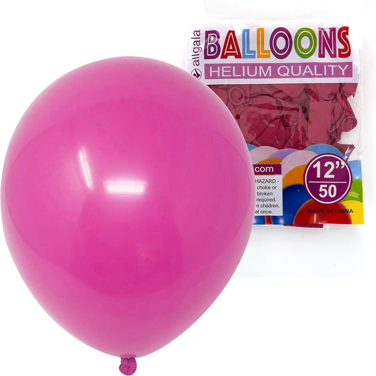Allgala Fuchsia Balloons 50 Pack 12 Inch Helium Grade Latex Bulk Balloon Pack Ideal for Birthday, Wedding, Bridal Party Baby Shower Decorations