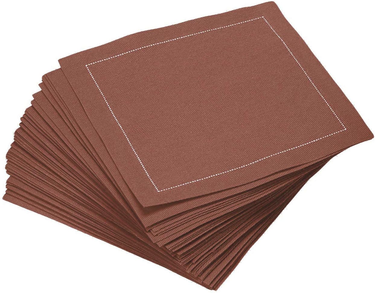 Five Star Napkins Luxury Cotton Cloth Cocktail Napkins - Bar Napkins, Party Napkins, Beverage Napkins, Events, Holiday, Wedding, Birthday, Parties - 4.5" x 4.5" - Disposable (50 x) Friar Brown