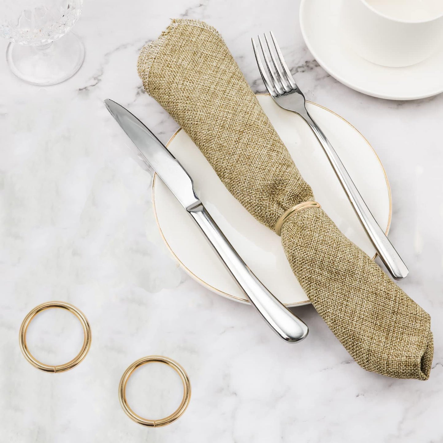 Gold Napkin Rings - 40 Pcs Stainless Steel Napkin Rings,Gold Rotundity Metal Napkin Ring for Table Settings Wedding Christmas Party Dinner Table