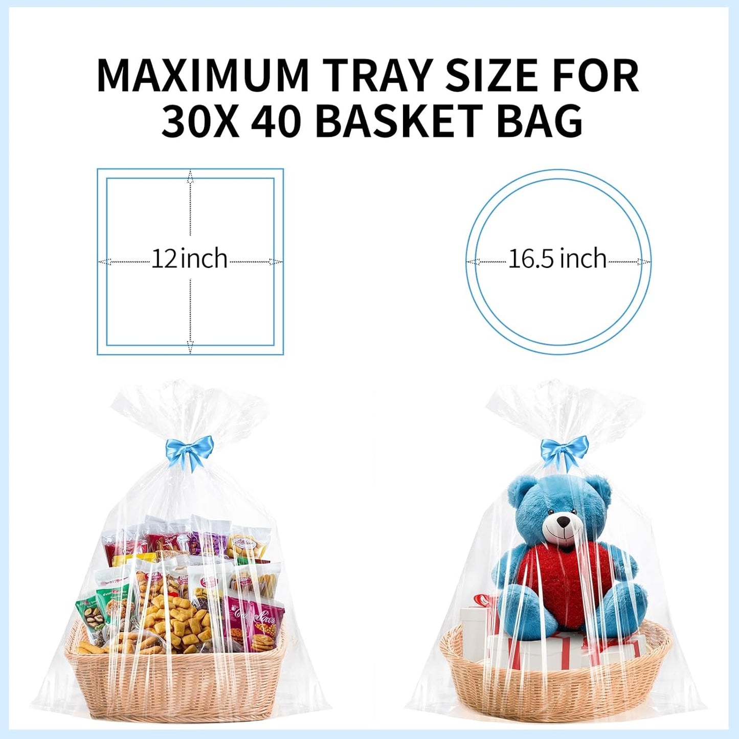 6PCS Large Cellophane Bags 30x40 Inch Cellophane Wrap Clear Gift Bags for Christmas Gift Baskets Baby Shower Halloween Candy 2.5 Mil Thick Wedding Beach Party favor Birthday