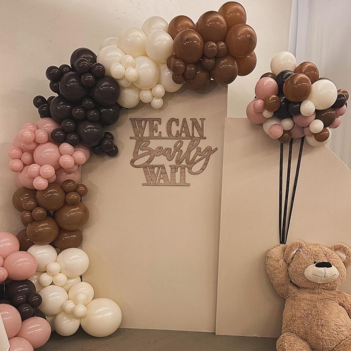Pink and Brown Balloons Light Pink Coffee Brown Beige Balloons 12inch White Sand Balloon Bear Baby Shower Birthday Party Decorations Latex Helium Balloon for Arch Bridal Boho Decor