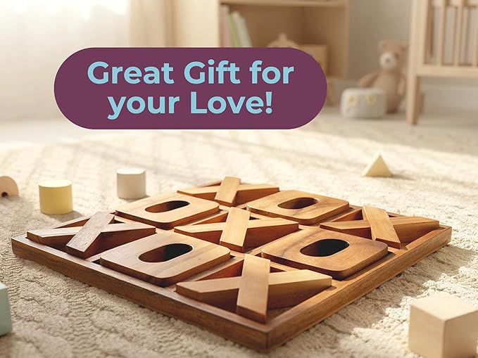 BSIRI Jumbo Tic Tac Toe Board Games Wall Tic Tac Toe for Rustic Home Decor Farmhouse Decor, Patio Decor, Coffee Table Decor, Ideal Outdoor Games, Game Night, Family Games, Unique Gifts for Couples