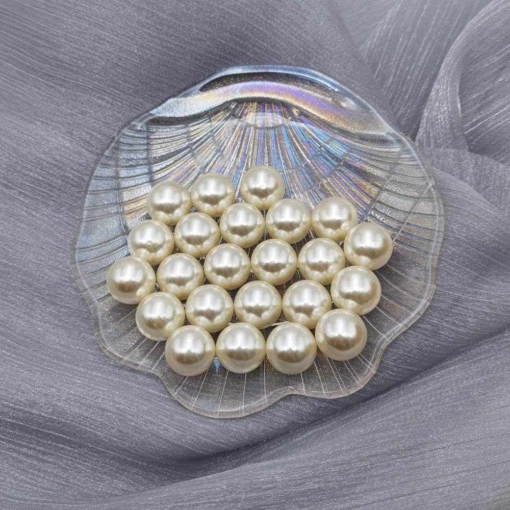INSPIRELLE 140pcs 16mm Ivory Lustrous ABS Undrilled Art Faux Pearls for Vase Fillers, Big Size No Hole Makeup Beads Imitation Round Pearl Beads for Table Scatter Home Wedding Decoration
