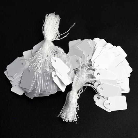 Rich Union 1000pcs White Price Tags with String Attached, Marking Merchandise Strung Tags Writable Label Hang Tags for Pricing Gift Jewelry Clothing Yard Sale Garage Supplies