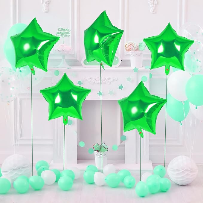20 Pcs Star Balloons,18 Inch Green Star Foil Balloons,Stars Shaped Balloon Mylar Helium Balloon for Birthday Party Anniversary Wedding Baby Shower Decorations (Green)