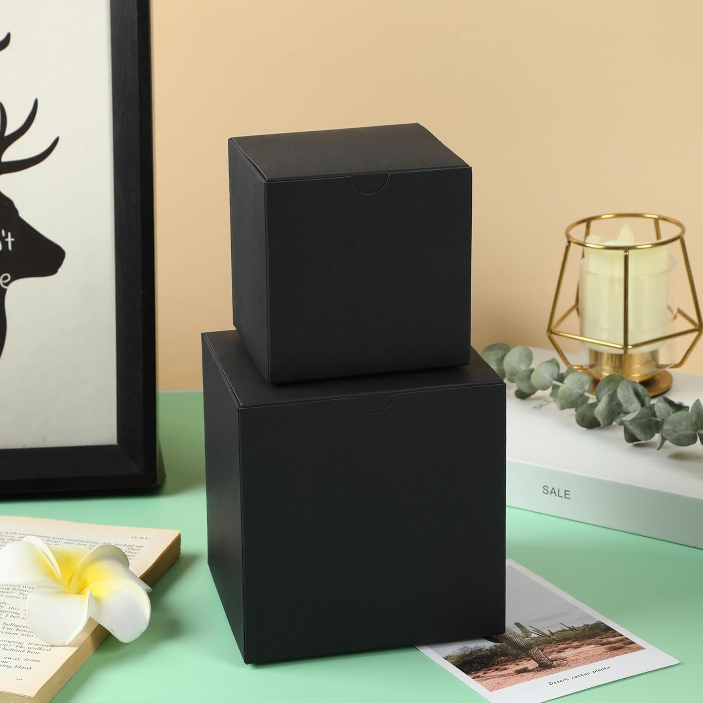 SHIPKEY 10 Pcs Black Gift Boxes with Lids | 5x5x5 Inches Durable Square Gift Boxes | Gift Box for Wedding, Christmas, Holidays, Birthdays and All Other Occasions (13x13x13cm)