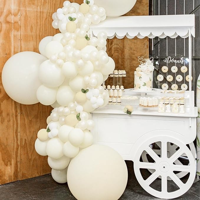 PartyWoo Beige Balloons 140pcs Different Sizes of 18 12 10 5 Inch Cream Ivory Balloon Arch Kit Garland for Wedding Bridal Graduation Baby Shower Easter Birthday Tea Boho Party Decorations White-Q08
