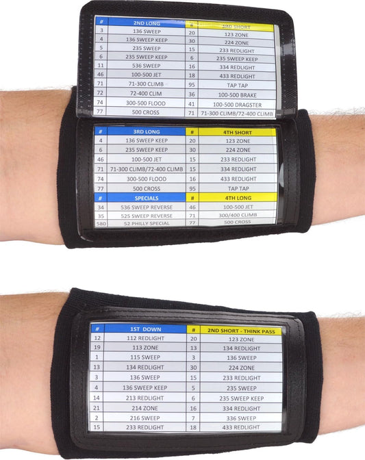 Sports Unlimited Adult Triple Wrist Coach, Football Wristbands for Plays, Baseball Wristbands, QB Arm Bands
