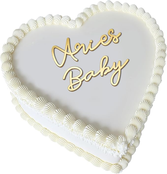 Aries Cake Topper – Zodiac Birthday Decoration for Aries Season, Horoscope Party Supplies for Baby or Adult Birthday (Aries baby golden)