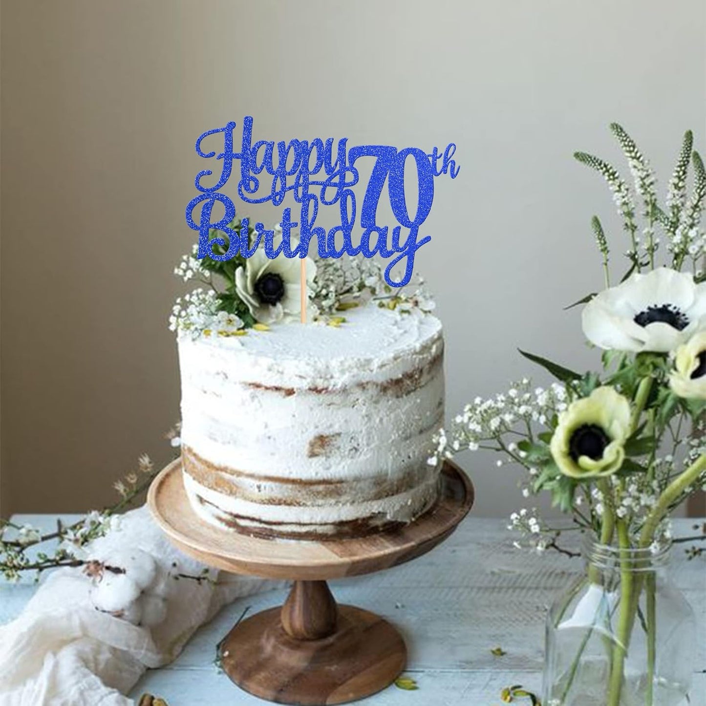 1 PCS Happy 70th Birthday Cake Topper Glitter Cheers to 70 Years Birthday Cake Pick Seventy 70 Fabulous Cake Decoration for Happy 70th Birthday Anniversary Party Decorations Supplies