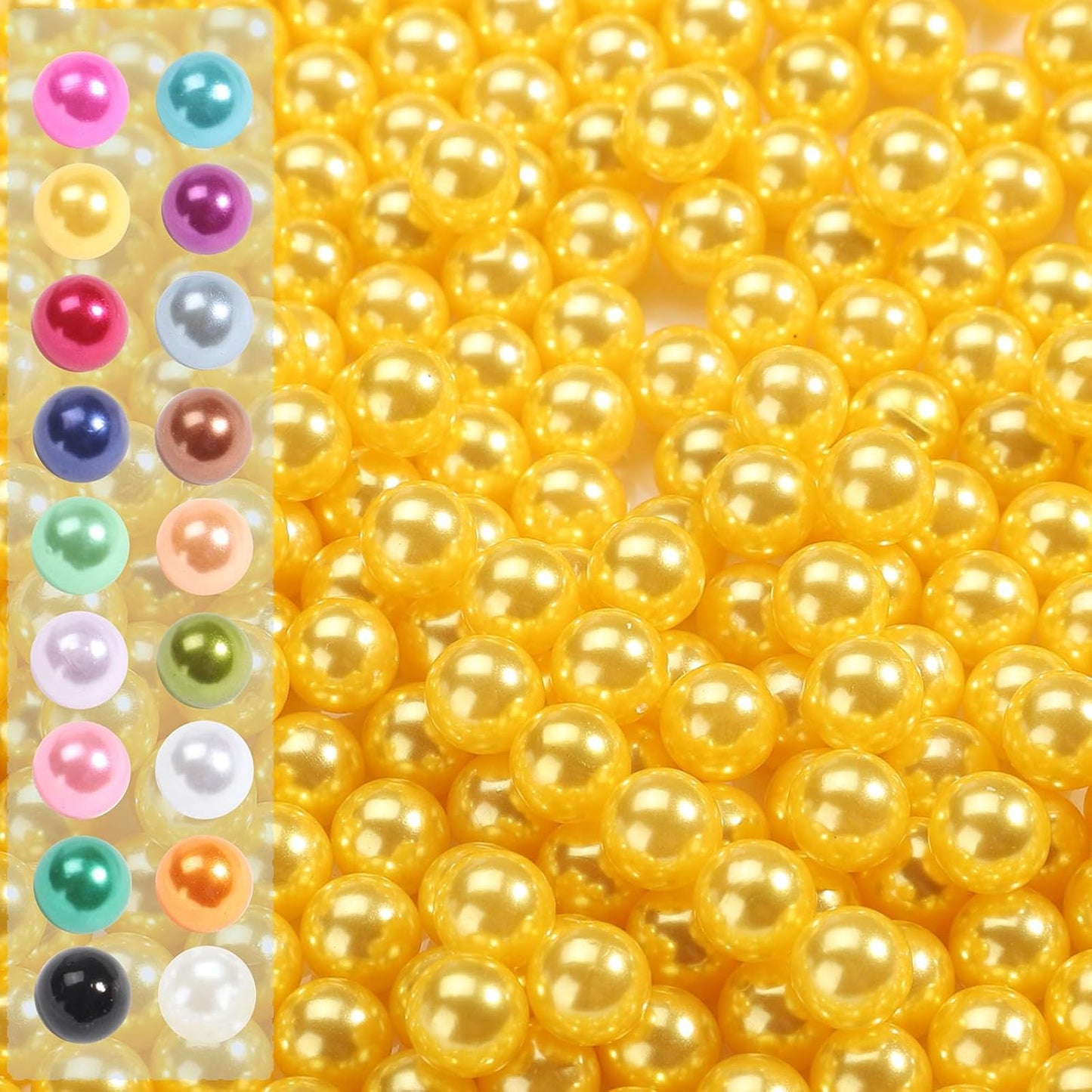 2200 Pcs Undrilled Holeless ABS Faux Pearl Beads for Vase fillers, No Hole Round Pearls for Cosmetic Boxes, DIY Parts, Table Scatter, Wedding, Birthday Party Home Decorating (Golden, 6mm)