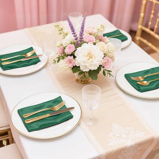 Bailarina 80 Pack Hunter Satin Napkins,17x17 Inches Wedding Napkins Square Soft Silky Table Napkins Bulk Decorative Elegant Cloth Napkin for Party Decoration, Banquet,Wedding,Graduation