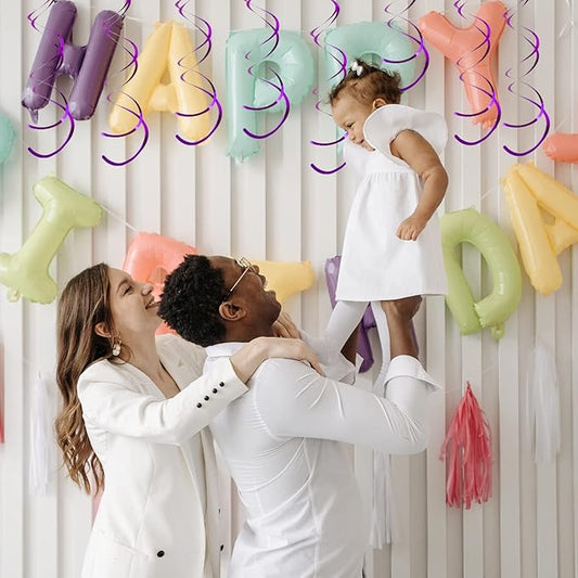 30 Pieces Purple Hanging Swirls Whirls Party Decoration for Birthday Baby Shower Wedding Celebration Tea Party Favor Supplies