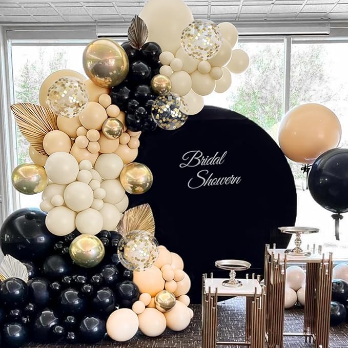 Black Nude White Gold Balloon Garland Arch Kit, 167Pcs Latex Balloons Different Sizes for Boho Birthday Baby Shower Gender Reveal Graduation Wedding Party Decorations
