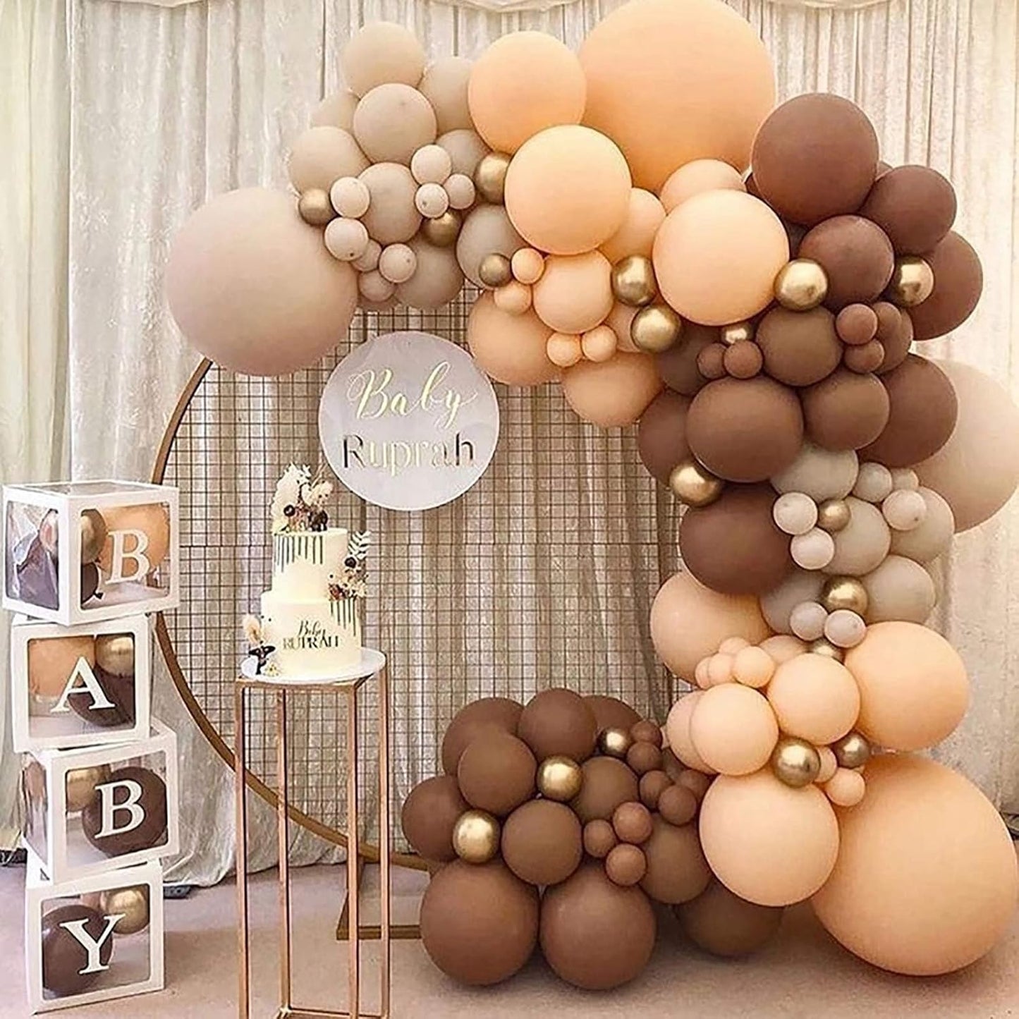 KALOR 18 Inch Beige Balloons, 10 Pcs Beige Matte Latex Balloons Big Round Balloons for Wedding, Baby Shower, Birthday Party and Event Decoration