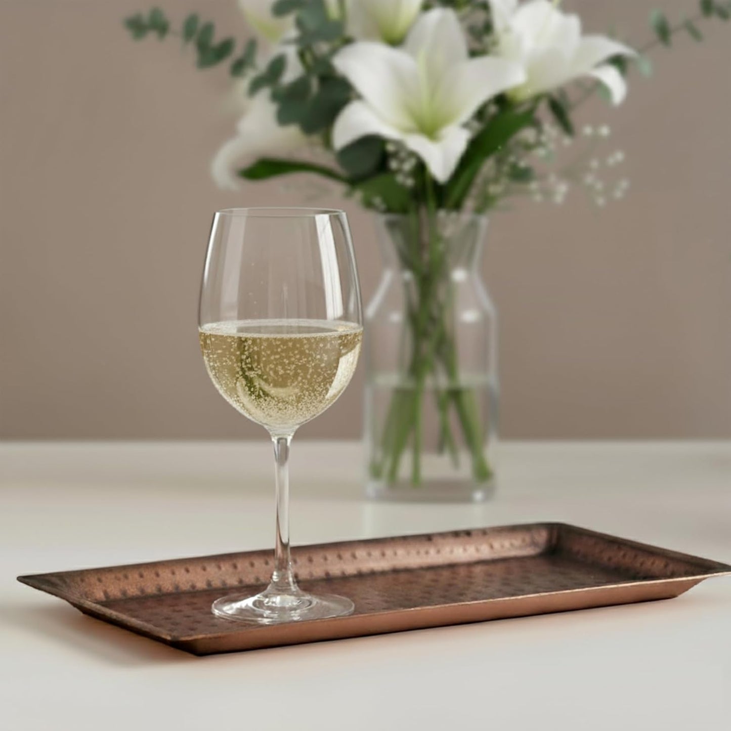 Monarch Abode Hand Hammered Metal Serving Tray, 16-Inch Antique Copper Finish – Rectangle Serving Platter, Large Serving Tray for Party, Fruit Platter, Dessert Trays, Serving Dishes