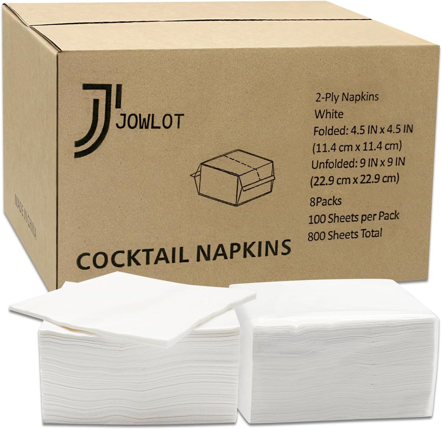 Cocktail Napkins - 800 Count 2-Ply White Napkins Disposable, 4.5 x 4.5 Inch Folded Paper Napkins Bulk Beverage Napkins for Dinner Wedding Bar Party and Everyday Use