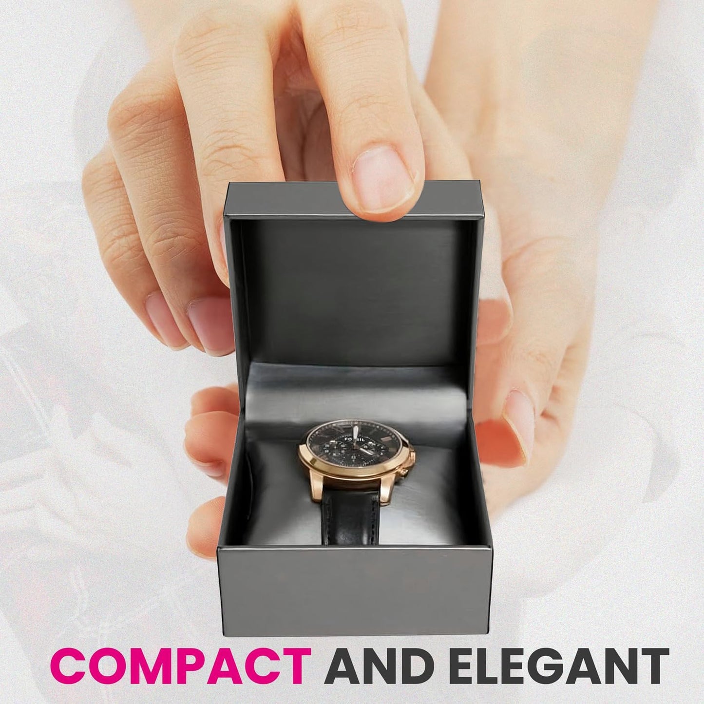 Novel Box Silver Jewelry Box for Watch/Bangles 4x4x3 Inches - Watch/Bangle Gift Box for Proposal Wedding Engagement - Faux Leatherette Jewelry Display Box - Gift Presentation Boxes for Watch/Bangles