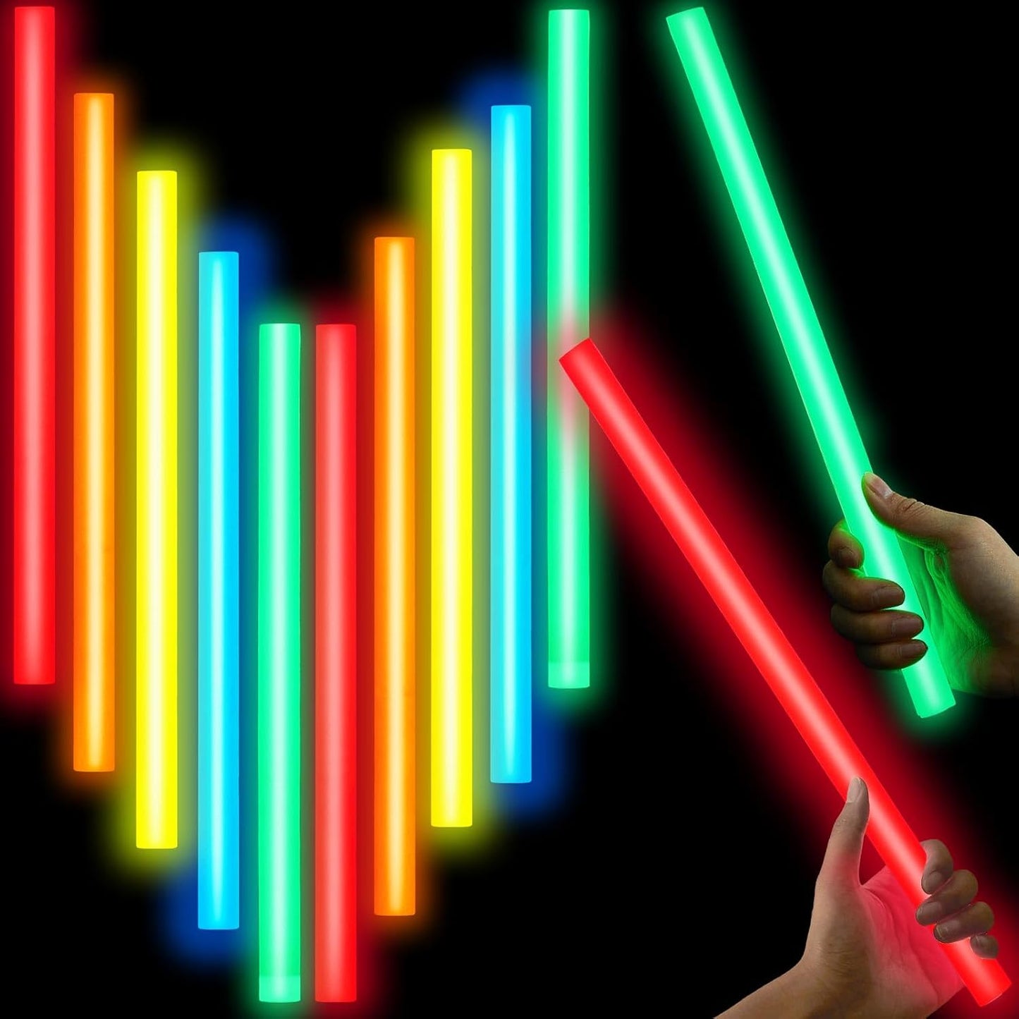 Lewtemi 10 Pcs Large Glow Sticks Big Giant Jumbo Halloween Christmas Emergency Light Stick for Camping Accessories, Survival Kit