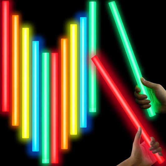 Lewtemi 10 Pcs Large Glow Sticks Big Giant Jumbo Halloween Christmas Emergency Light Stick for Camping Accessories, Survival Kit