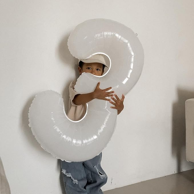 White 9 Balloon, Translucent Number Balloons 40 Inch, 9th Giant Birthday Decorations for Boys Girls, 19th 29th White Party Decorations Supplies, Number 9 Balloon