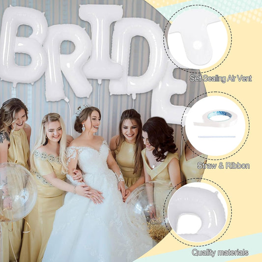 40 Inch Bride Balloons White Giant BRIDE Foil Balloon Bachelorette Party Decorations Bride To Be Balloon Bachelorette for Bridal Shower Decorations Bridal Shower Balloons Engagement Wedding Decoration