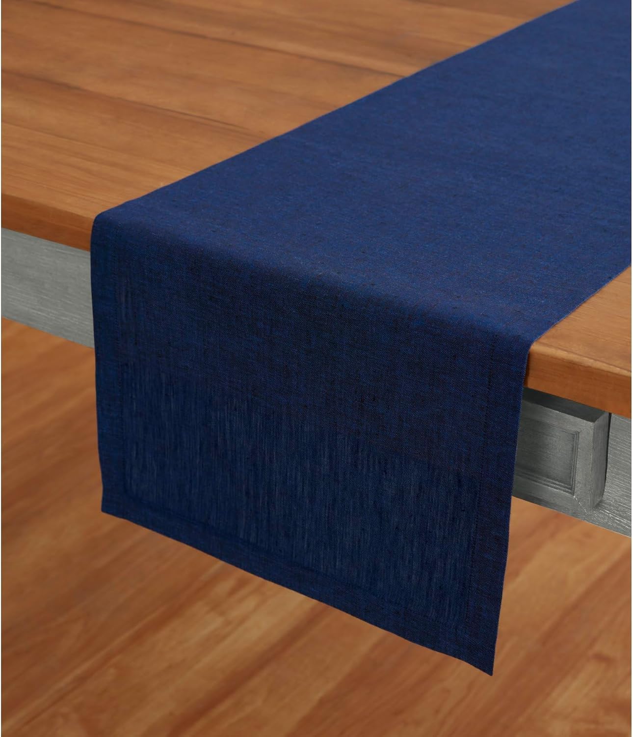 Solino Home Linen Royal Blue Table Runner 120 Inches Long - Athena, 100% Pure Linen Dining Table Runner 14 x 120 Inch for Christmas, Holiday