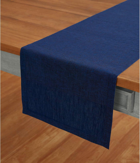Solino Home Linen Royal Blue Table Runner 72 Inches Long - Athena, 100% Pure Linen Dining Table Runner 14 x 72 Inch - Holiday