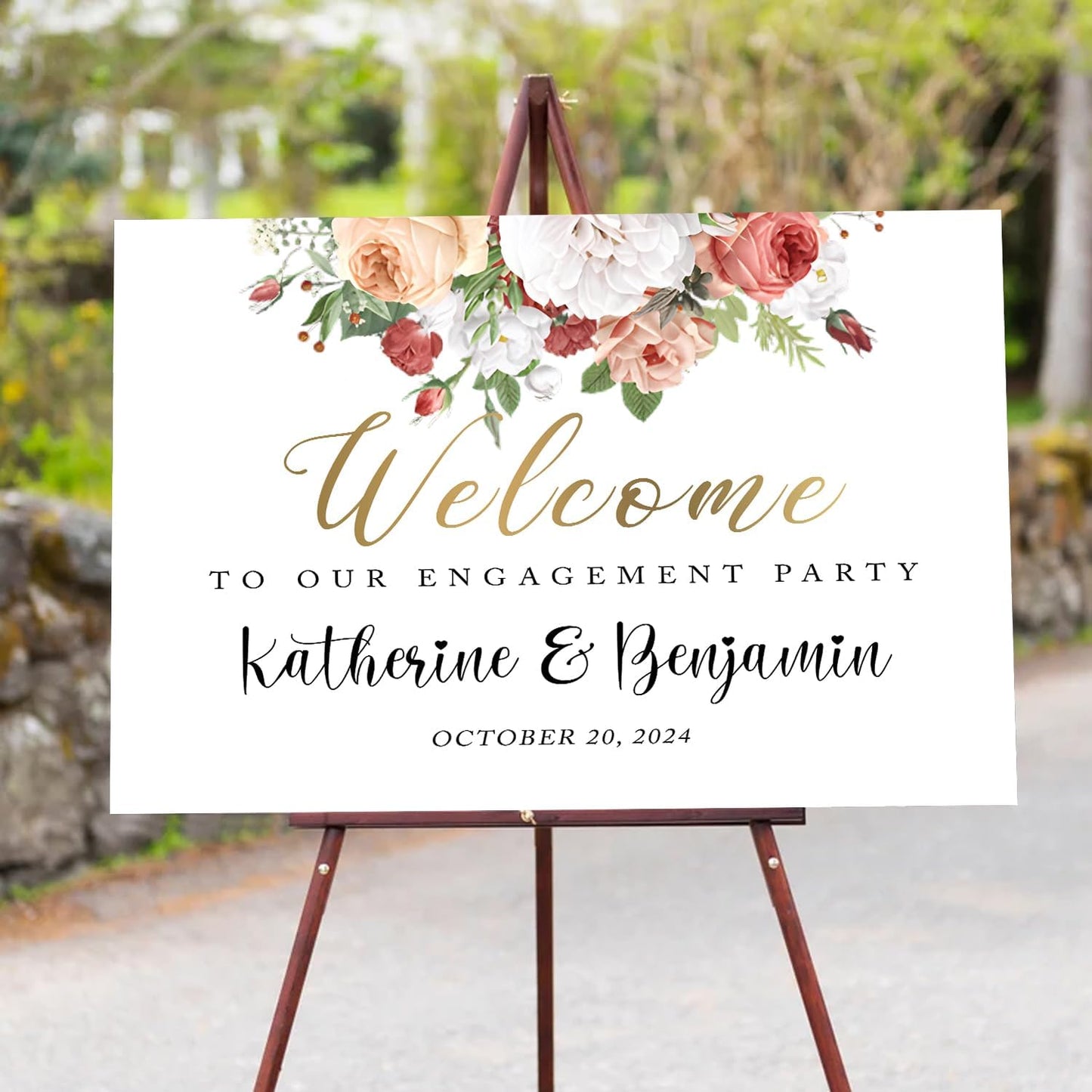 Welcome To Our Engagement Party Sign, Engagement Signs For A Party, Engagement Party Sign, Engagement Party Decorations, Floral Engagement Party Decoration, Custom Engagement Welcome Sign