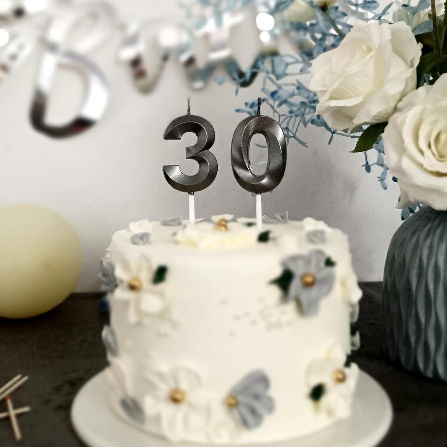 30th Birthday Candles Numbers for Cakes Numerals 30 Candles Happy Thirtieth Birthday 3D Designed Wedding Anniversary Party Cake Topper Decorations (30, Black)