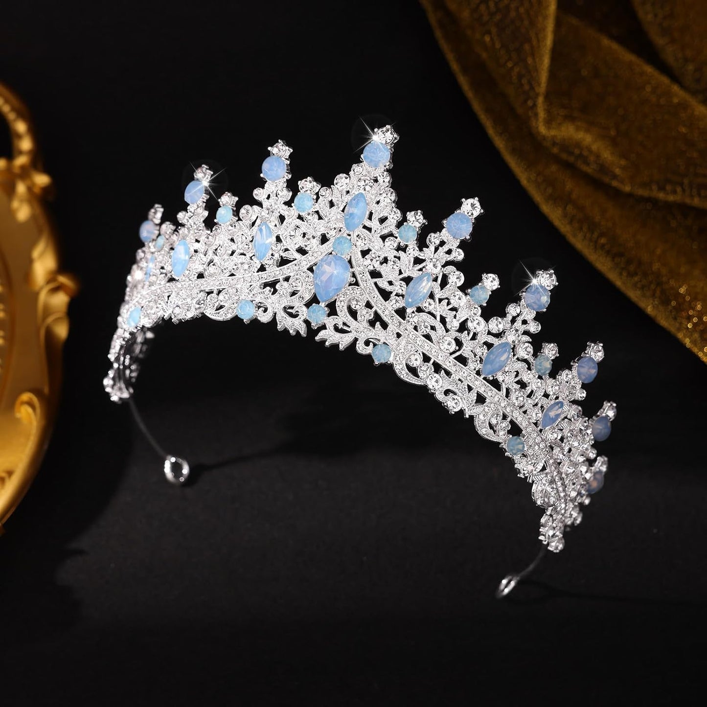 Baroque Tiara for Women Crystal Queen Crowns Rhinestone Princess Tiaras for Girl Wedding Headband for Bride Hair Accessories for Halloween Costume Birthday Party Prom Mother's Gifts