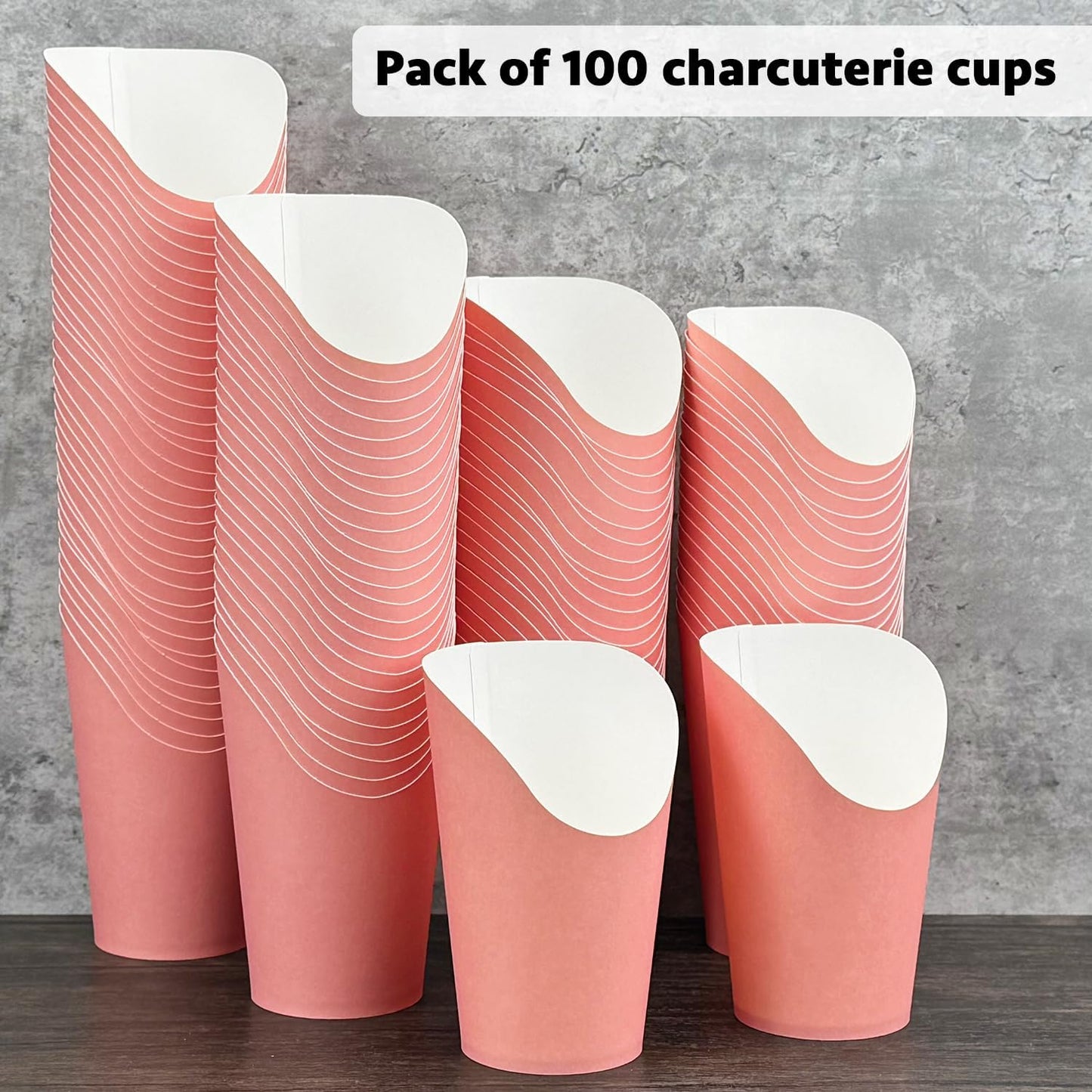 CAMKYDE 100 Pcs French Fries Holder, 12oz Disposable Paper French Fry Cups Pink Charcuterie Cups for all Occasions (12oz, Pink)