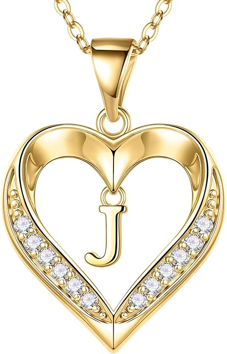 TURANDOSS Valentines Day Gifts for Kids Teen Girls - Heart Initial Necklaces, Dainty 14K Gold Plated CZ Heart Letter A-Z Pendant Necklace Trendy Jewelry Valentines Day Gifts for Wife Girlfriend
