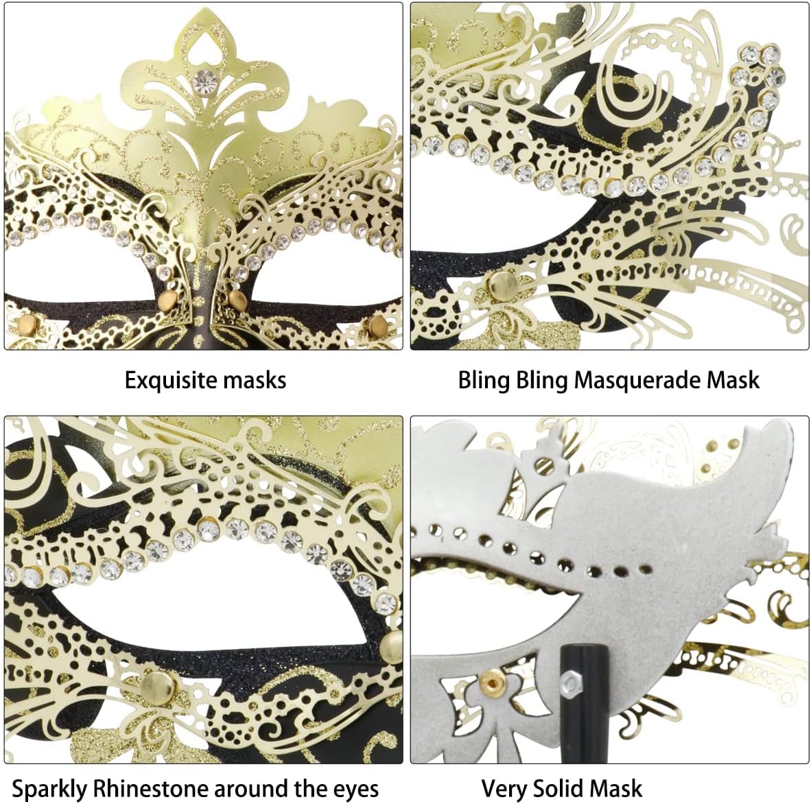 Coddsmz Masquerade Mask with Stick Venetian Mask Mardi Gras Decorations for Womens Halloween Costume Mask