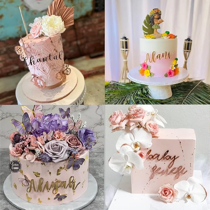 Custom Cake Name Plate | Personalized Acrylic Cake Topper for Birthday Party Shower Wedding with 40+ Color, Font, and Size Options - Made in the USA by Simple & Sentimental
