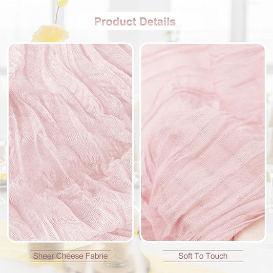 10 Pack Dusty Pink Cheesecloth Table Runner 35x120 Inch 10Ft Rustic Gauze Cheese Cloth Table Runner Sheer Cheesecloth Table Runners for Wedding Party Bridal Shower Decoration