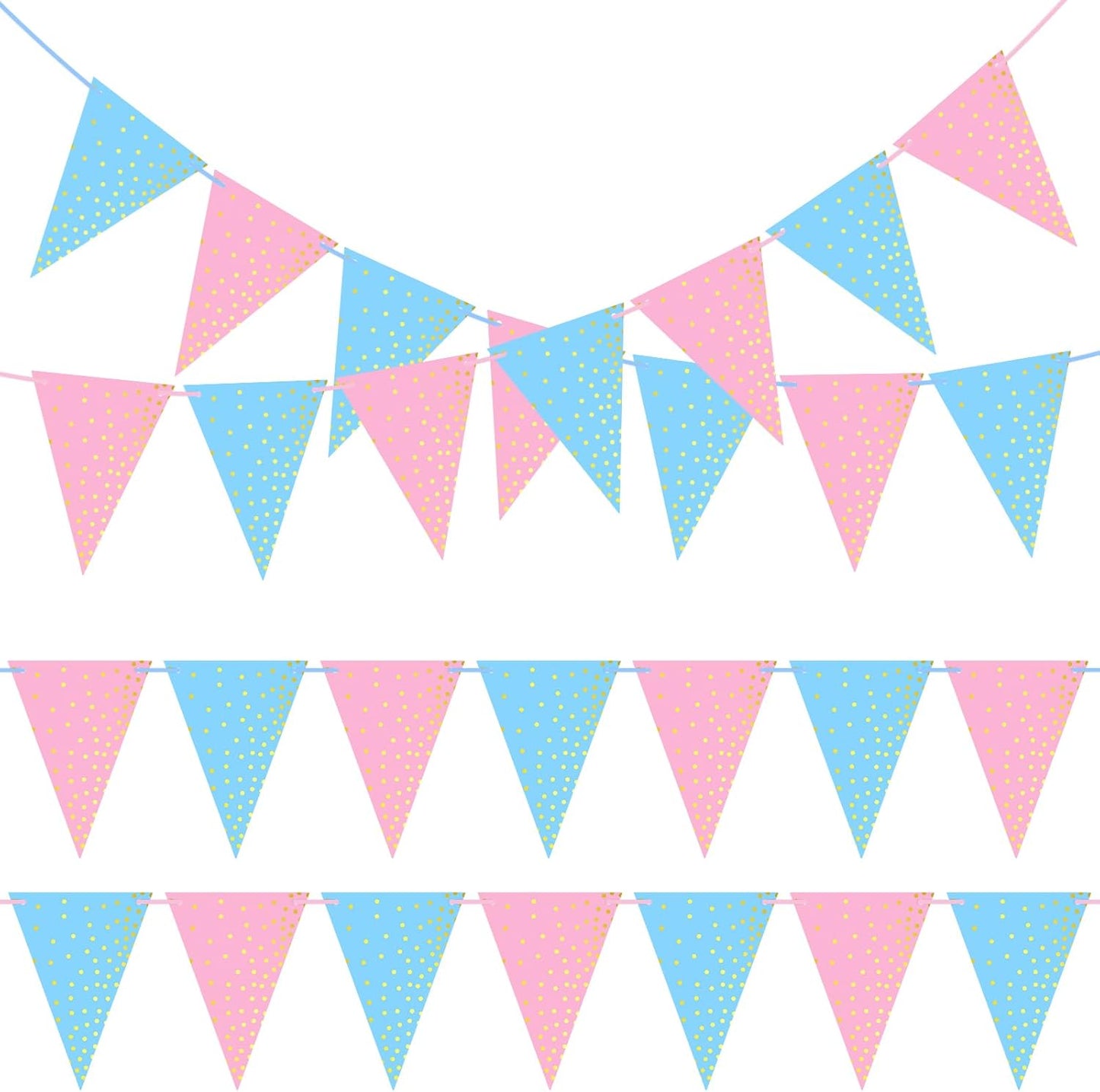 ASTARON 4 Pack Gender Reveal Bunting Blue & Pink Banner for Gender Reveal Party Supplies Baby Shower Decorations Boys Girls Birthday Party Decorations