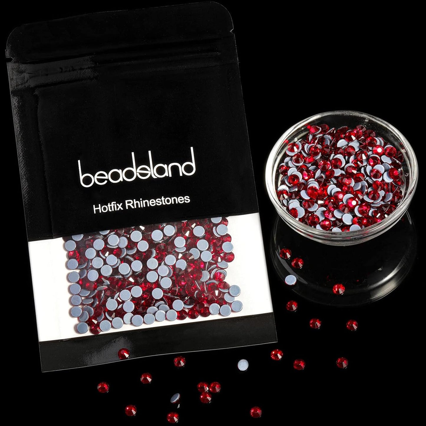 Beadsland Hotfix Rhinestones, 288pcs Flatback Crystal Rhinestones for Crafts Clothes DIY Decorations, Dark Siam, SS30, 6.3-6.5mm