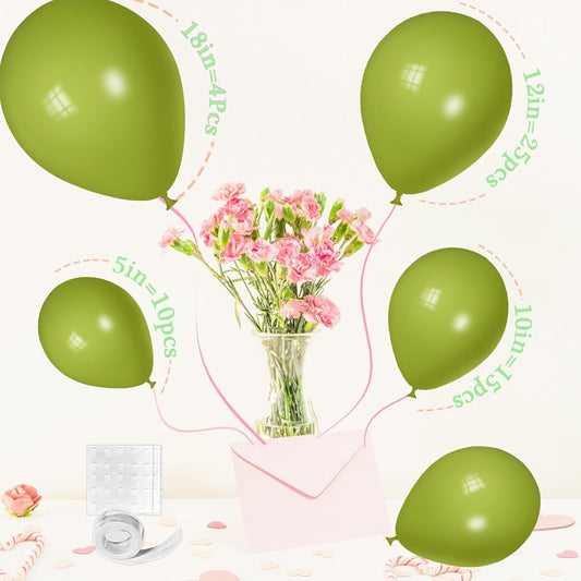 Green Balloons Different Sizes, Scmdoti Teender Green Balloons 18 12 10 5 Inches, Greens Balloon Garland Arch for Wild One Party Birthday Baby Shower Bridal Shower Wedding Decorations(TenderGreen)
