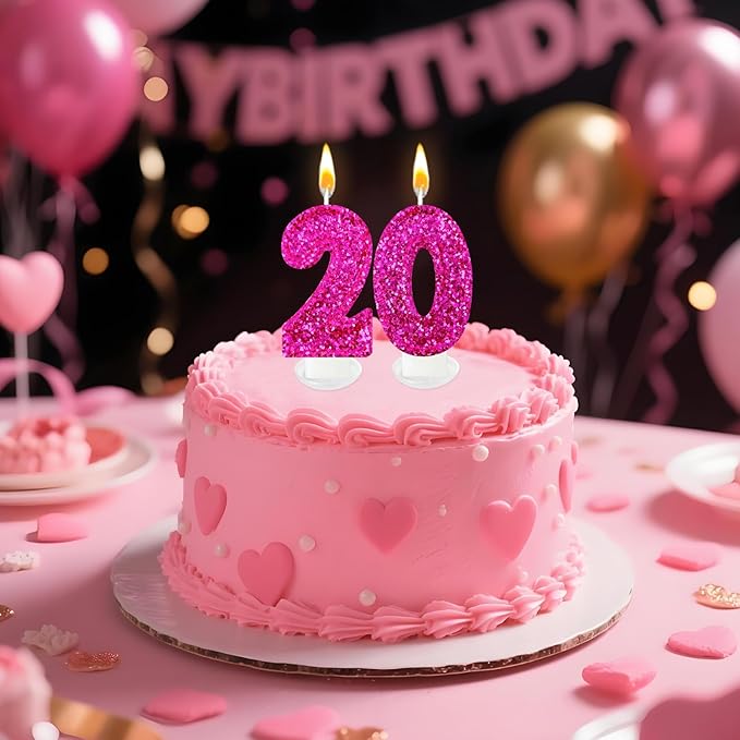Zailo Birthday Number Candles, Glitter Number Candle Cake Decorations with Sequins, Cupcake Decorations for Girls, Women, Party Anniversary Celebrations (Number 0, Bright red)