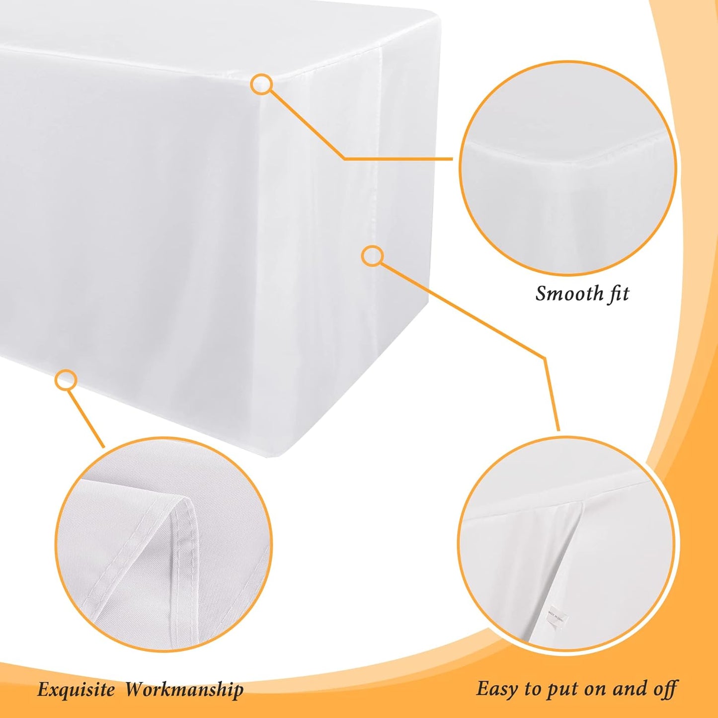 Obstal 2 Pack Table Clothes for 8 Foot Rectangle Tables - Water Resistant Washable Fabric Polyester Rectangle Table Cover Protector for Wedding, Banquet and Trade Shows, 96L x 30W Inches, White