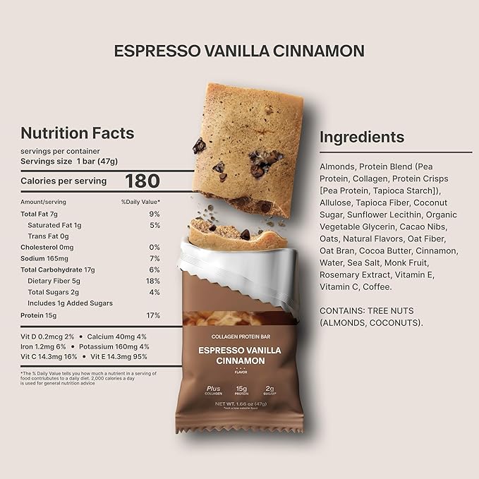 Stars + Honey Protein Bars - Espresso Vanilla Cinnamon,15g Protein, 2g Sugar, w/Collagen Keto Friendly Snack - Gluten, Dairy, Seed Oil, & Soy Free - High-Protein Snacks for Energy & Recovery -10 pack