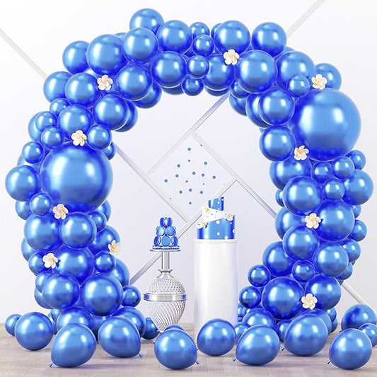 90pack Metcllic Blue Balloons Different Size 18/12/10/5 Inch Metcllic Blue Balloon Garland Arch Kit for Graduation, Wedding, Birthday, Valentine's Day Party Decorations